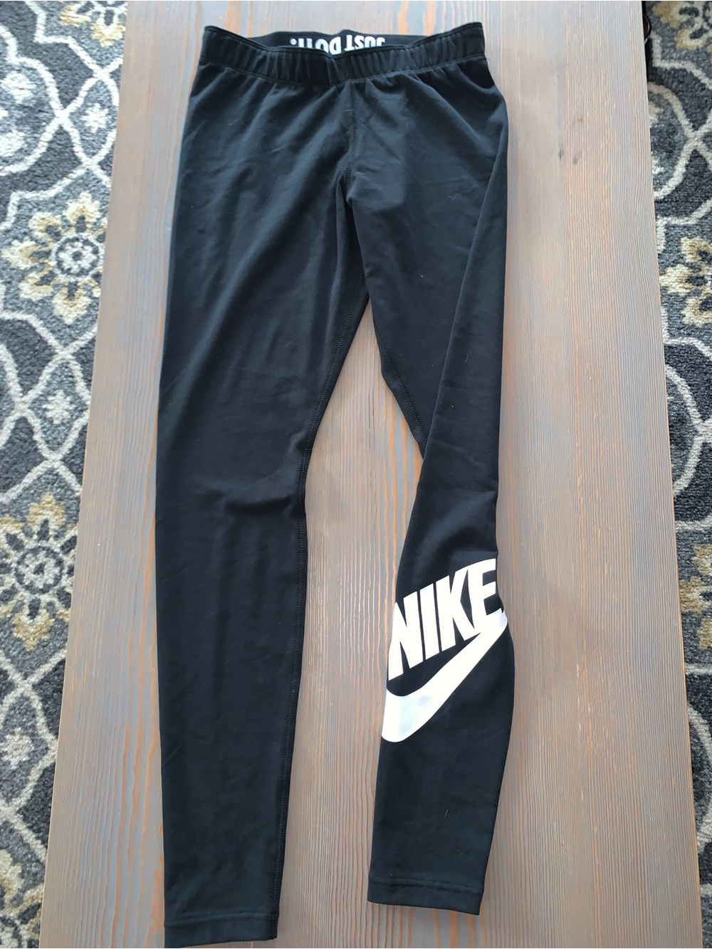Women’s Nike Black Leggings with White Logo